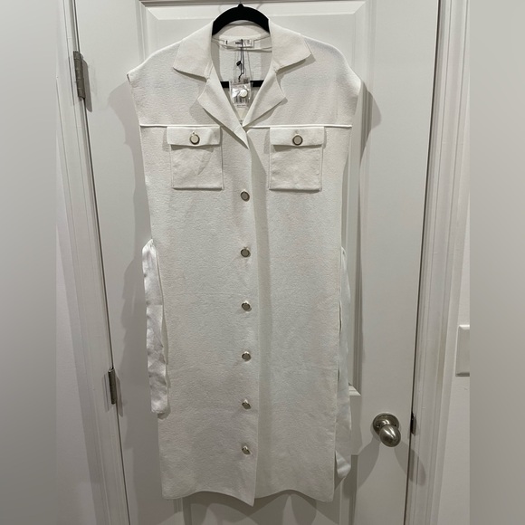 Mango White Textured Button-Up Dress - Picture 1 of 6